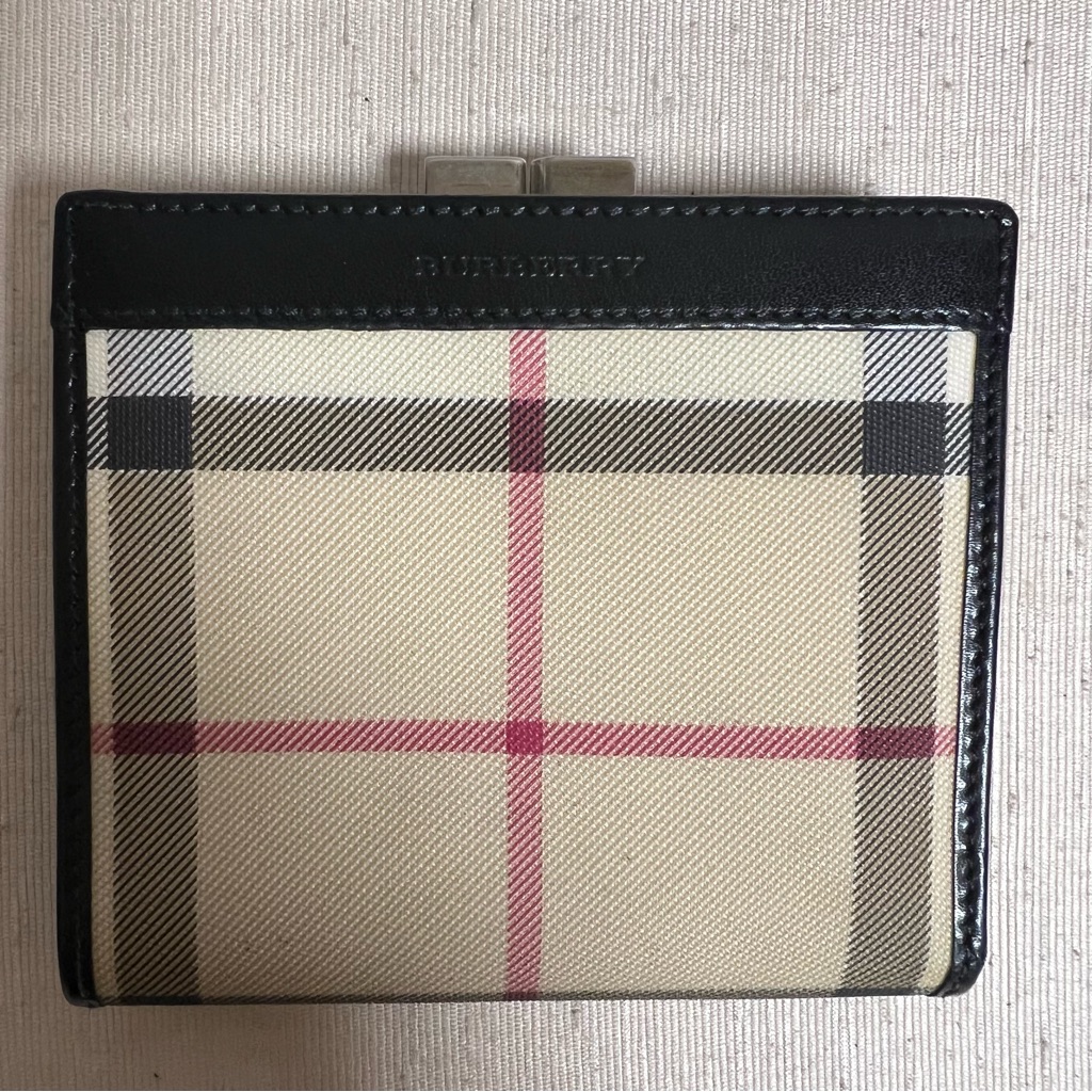 Authentic Vintage Burberry Tan Burgundy And Black Plaid Wallet